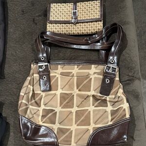 Nine & Co. Brown Geometric Shoulder Bag & wallet